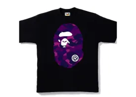 BAPE COLOR CAMO BIG APE HEAD TEE BLACK/ PURPLE