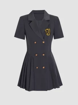 Gold Badge Short Sleeve Suit Dress
