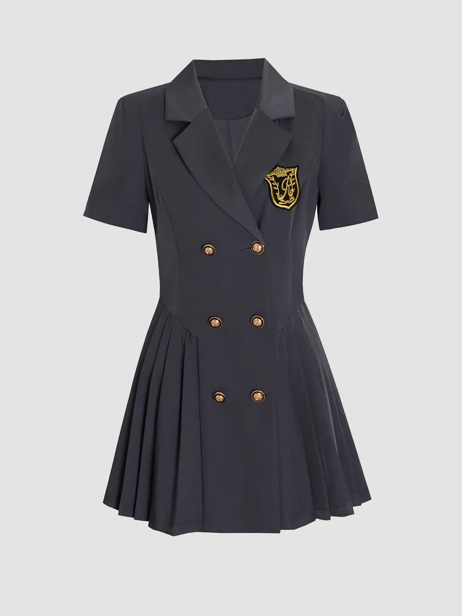 Gold Badge Short Sleeve Suit Dress