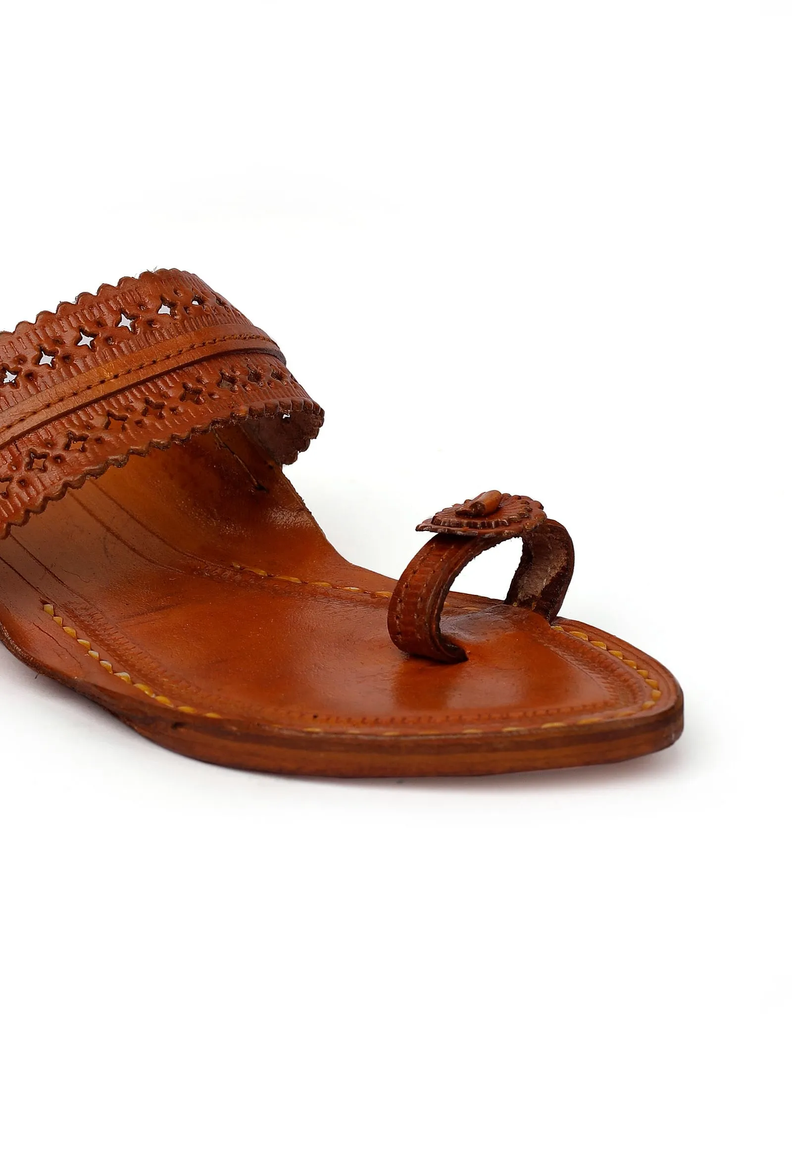 Kanak Brown Handcrafted Pure Leather Kolhapuri Flats