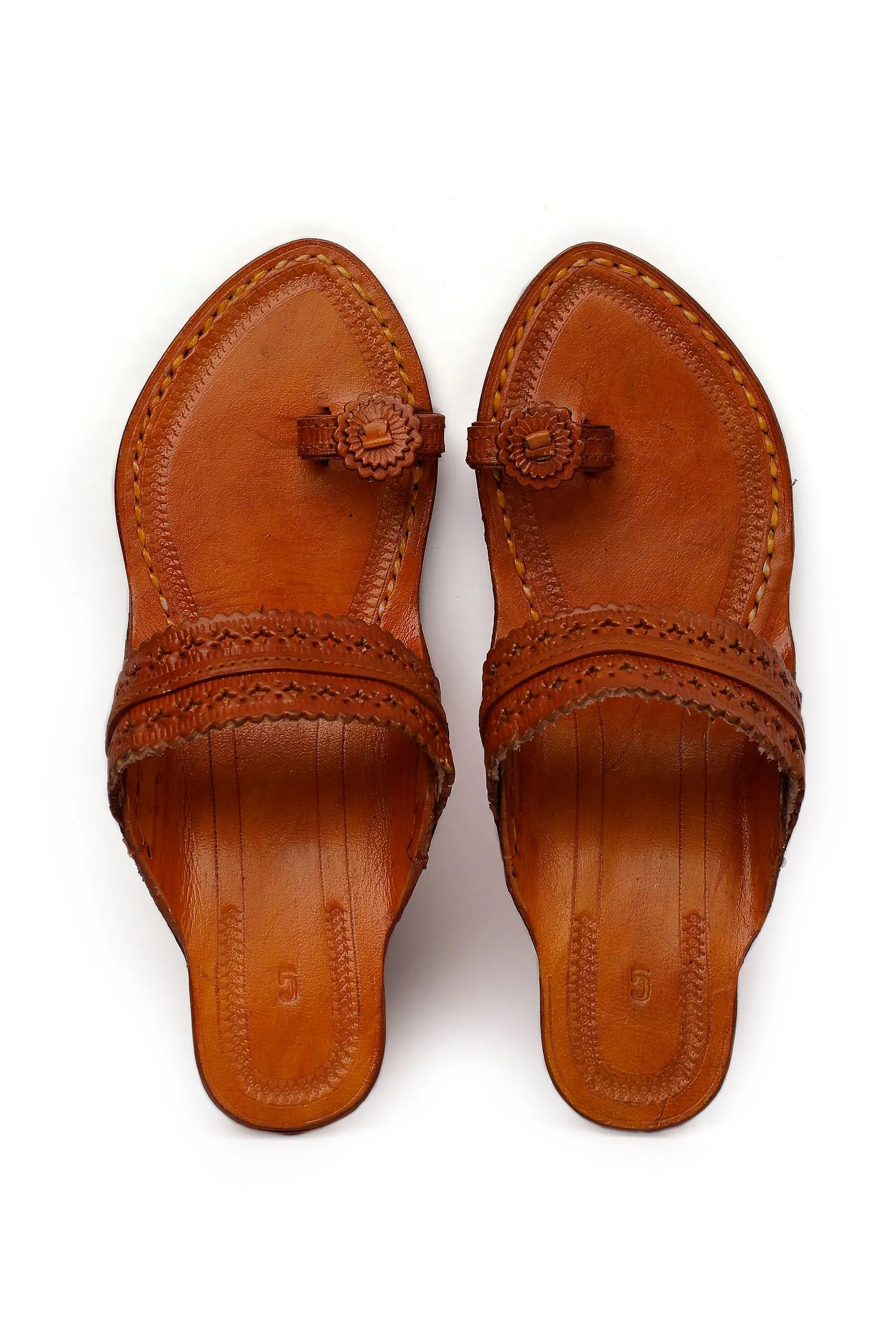 Kanak Brown Handcrafted Pure Leather Kolhapuri Flats