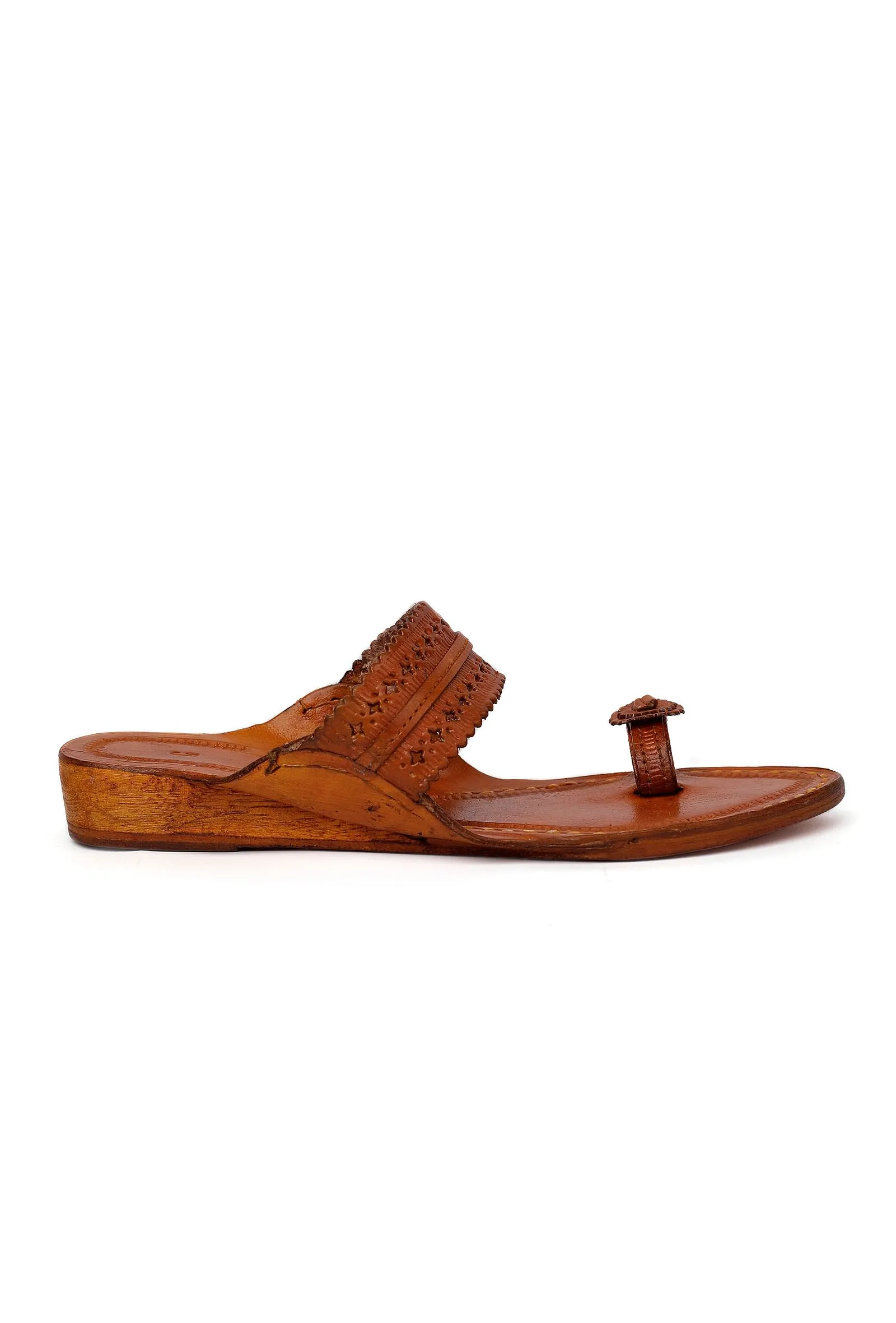 Kanak Brown Handcrafted Pure Leather Kolhapuri Flats
