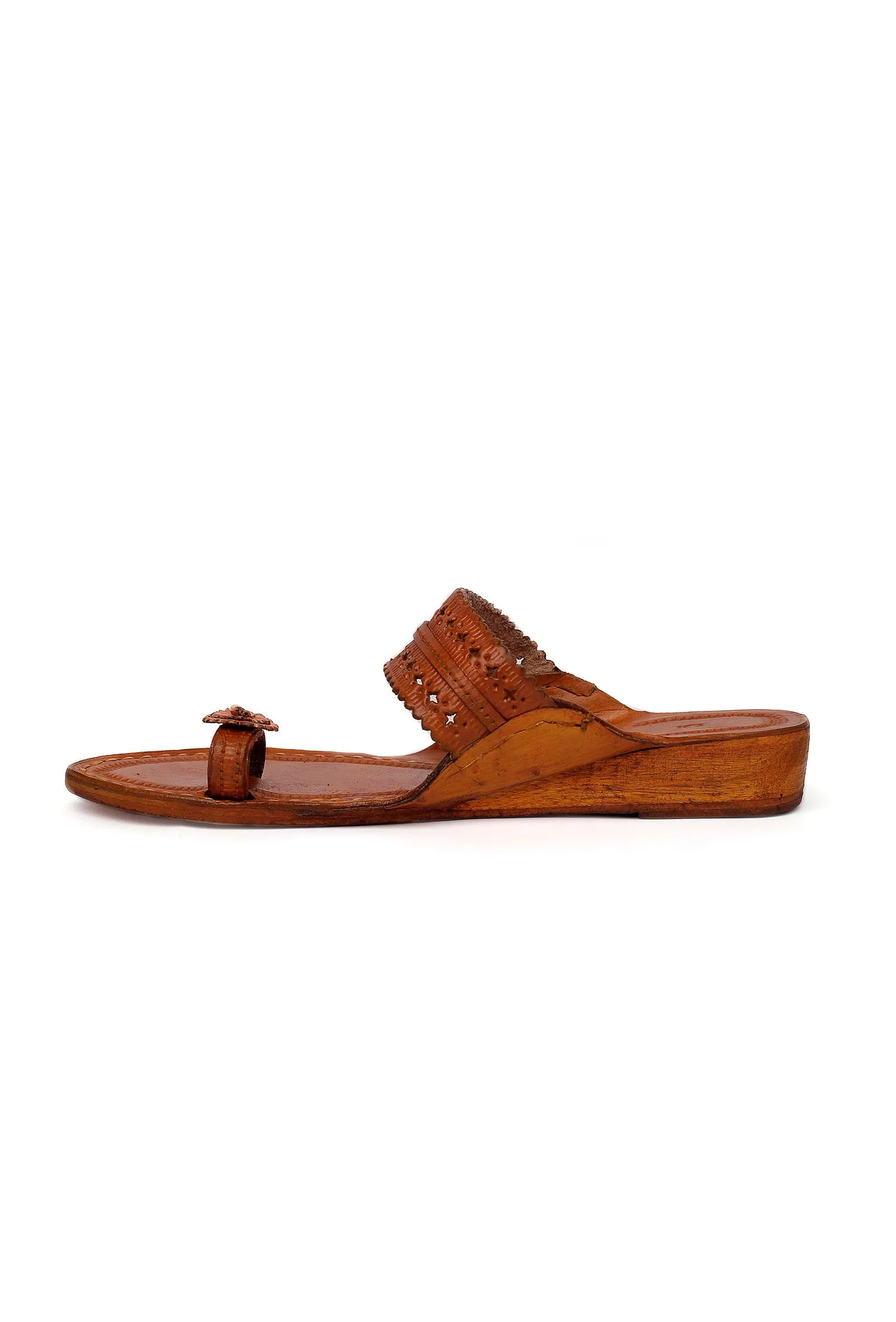 Kanak Brown Handcrafted Pure Leather Kolhapuri Flats