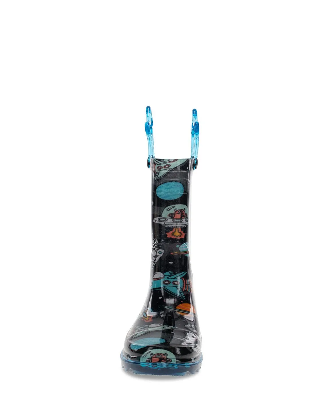 Kids Silly Space Lighted Rain Boot - Black