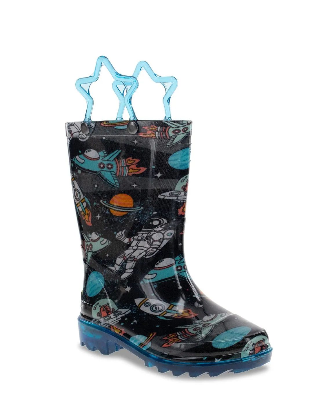 Kids Silly Space Lighted Rain Boot - Black
