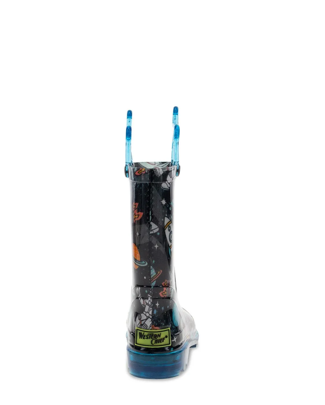 Kids Silly Space Lighted Rain Boot - Black