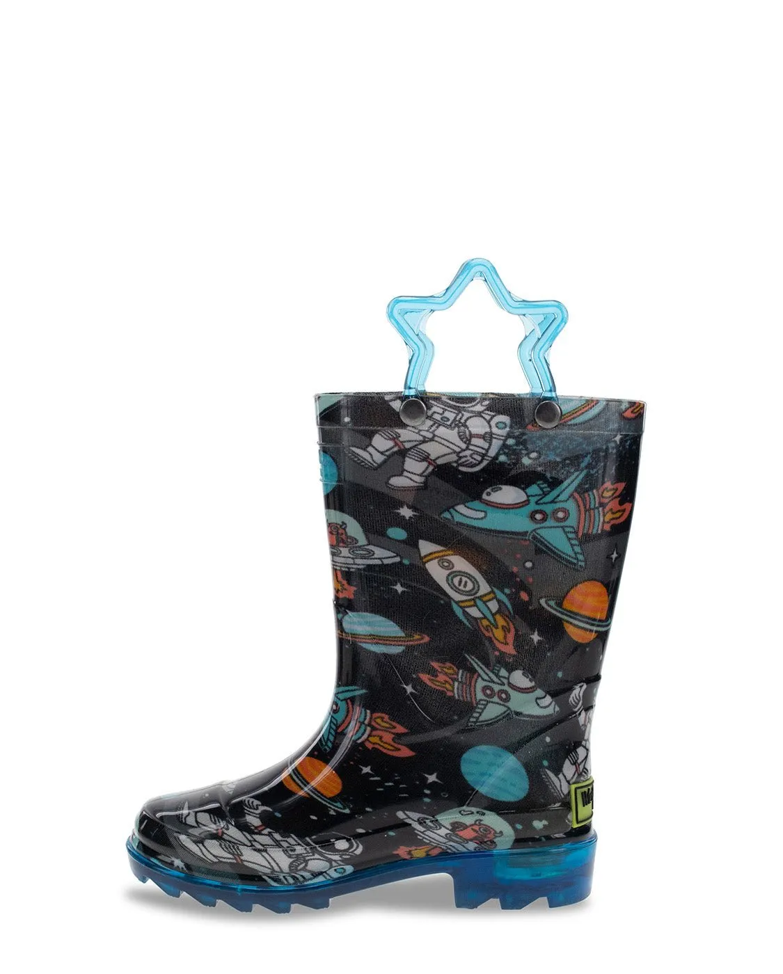 Kids Silly Space Lighted Rain Boot - Black