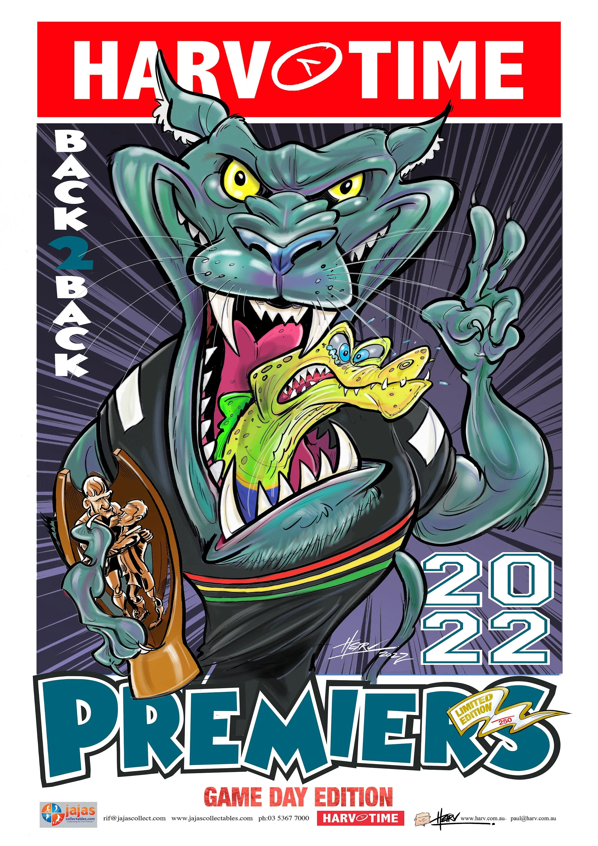 Penrith Panthers 2022 NRL Premiers Game Day Harv Time Poster