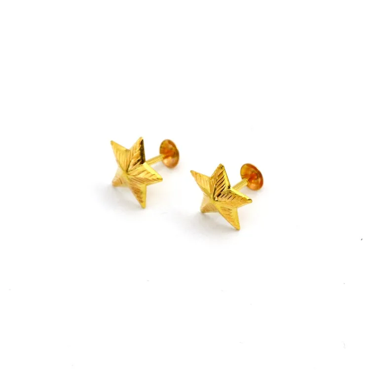 Real Gold Star Studs with Long Screw Tops Perfect for Ear and Nose Piercings E1887