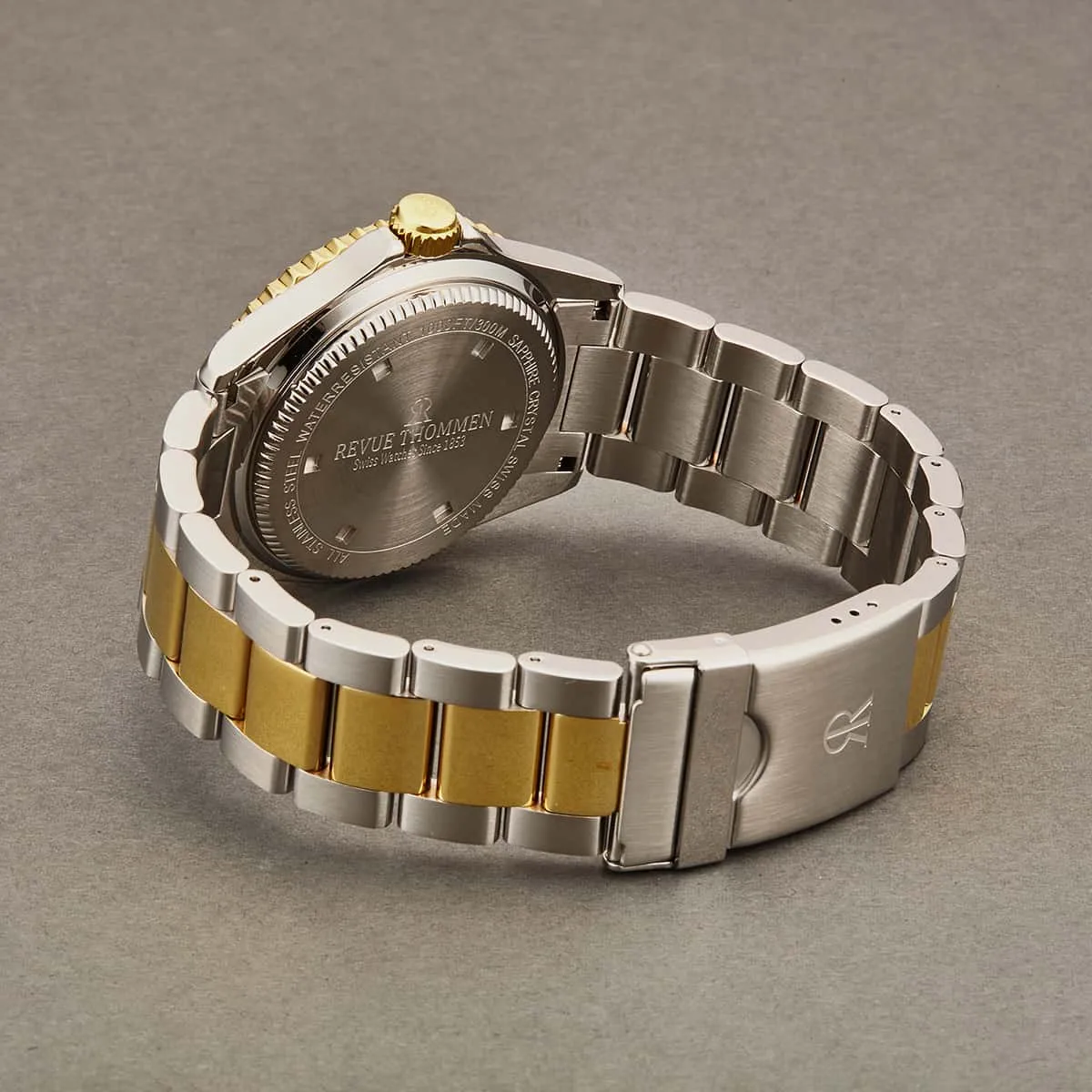 Revue Thommen Men's 17571.2147 'Diver' Black Dial Stainless Steel/Goldtone Bracelet Swiss Automatic Watch