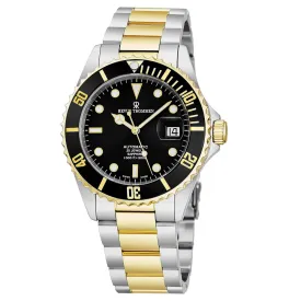 Revue Thommen Men's 17571.2147 'Diver' Black Dial Stainless Steel/Goldtone Bracelet Swiss Automatic Watch