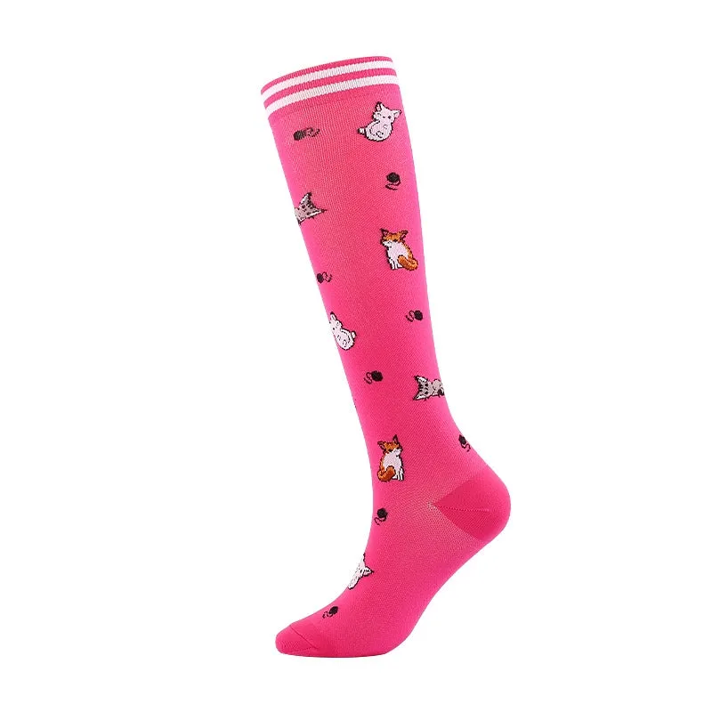 ROYALUCK Compression Socks Cartoon Pattern Sports Football Running Socks Stretch Socks