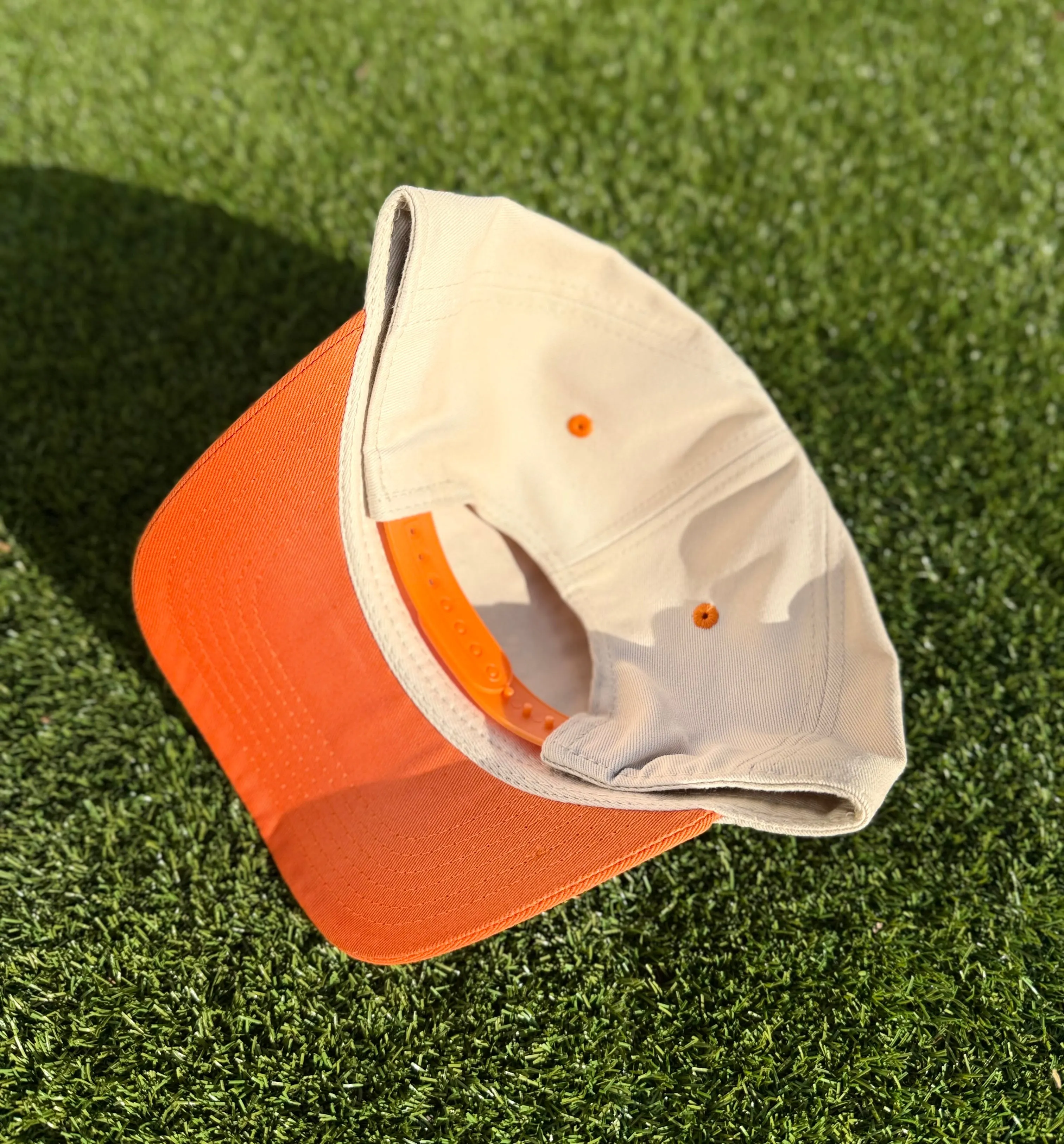 Sam Houston Rugby | Off-White with Orange & Black Stitching | Pre-Curved Snapback