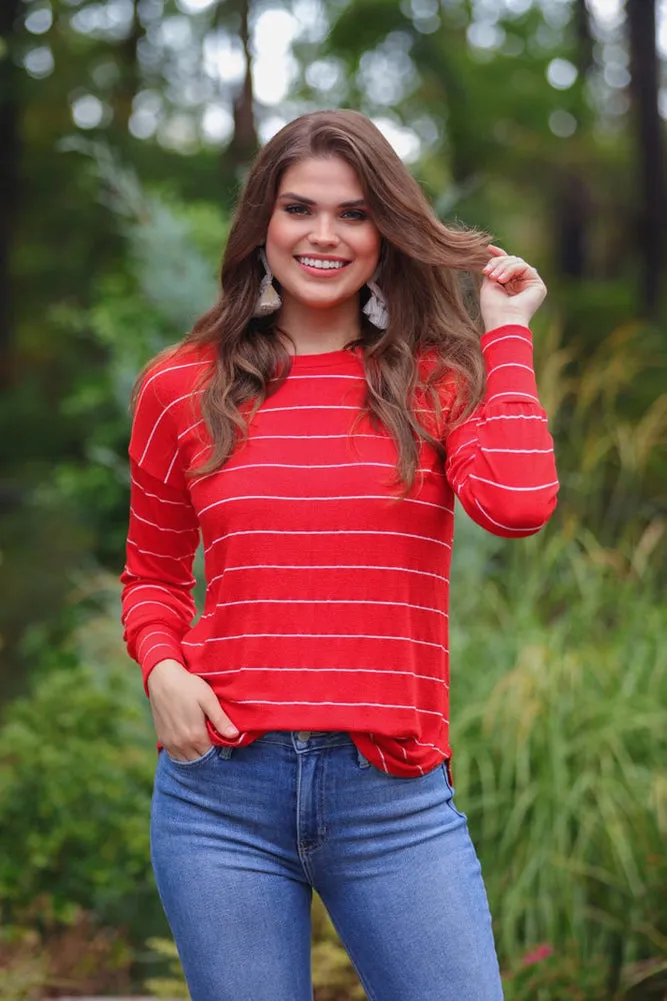 Sarah Striped Top in Red by Jess Lea