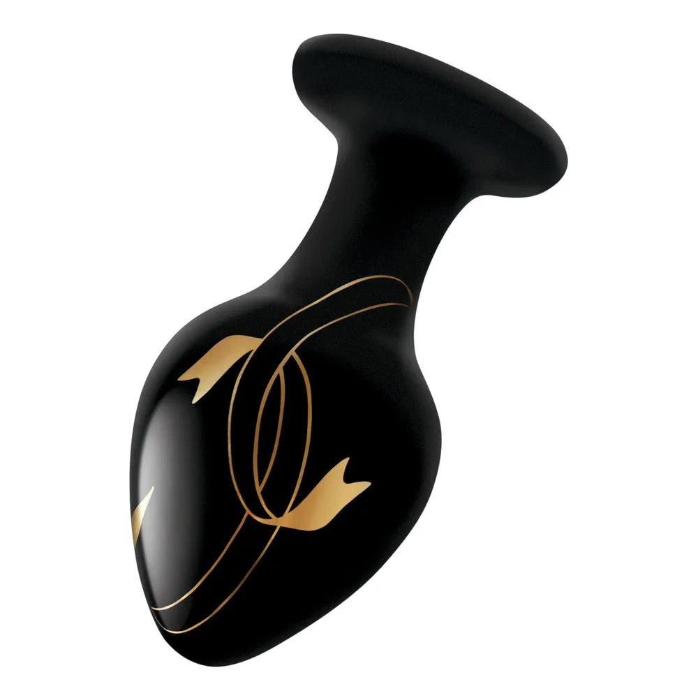 Secret Kisses 3.5 Inch Handblown Glass Butt Plug Black