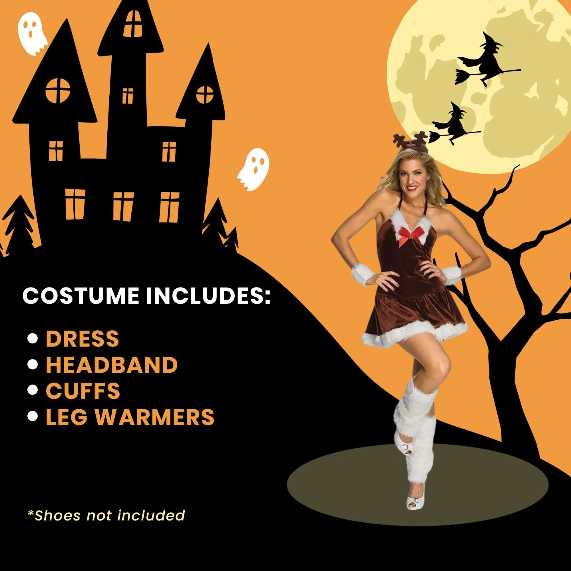 Sexy Christmas Festive Female Reindeer Adult Costume