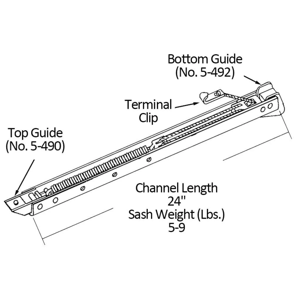 Single Hung Sliding Window 24" Sash Balance With Wings 5-9 Lbs