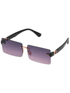 Sleek Rectangular Metal Sunglasses in Rose Gold & Black
