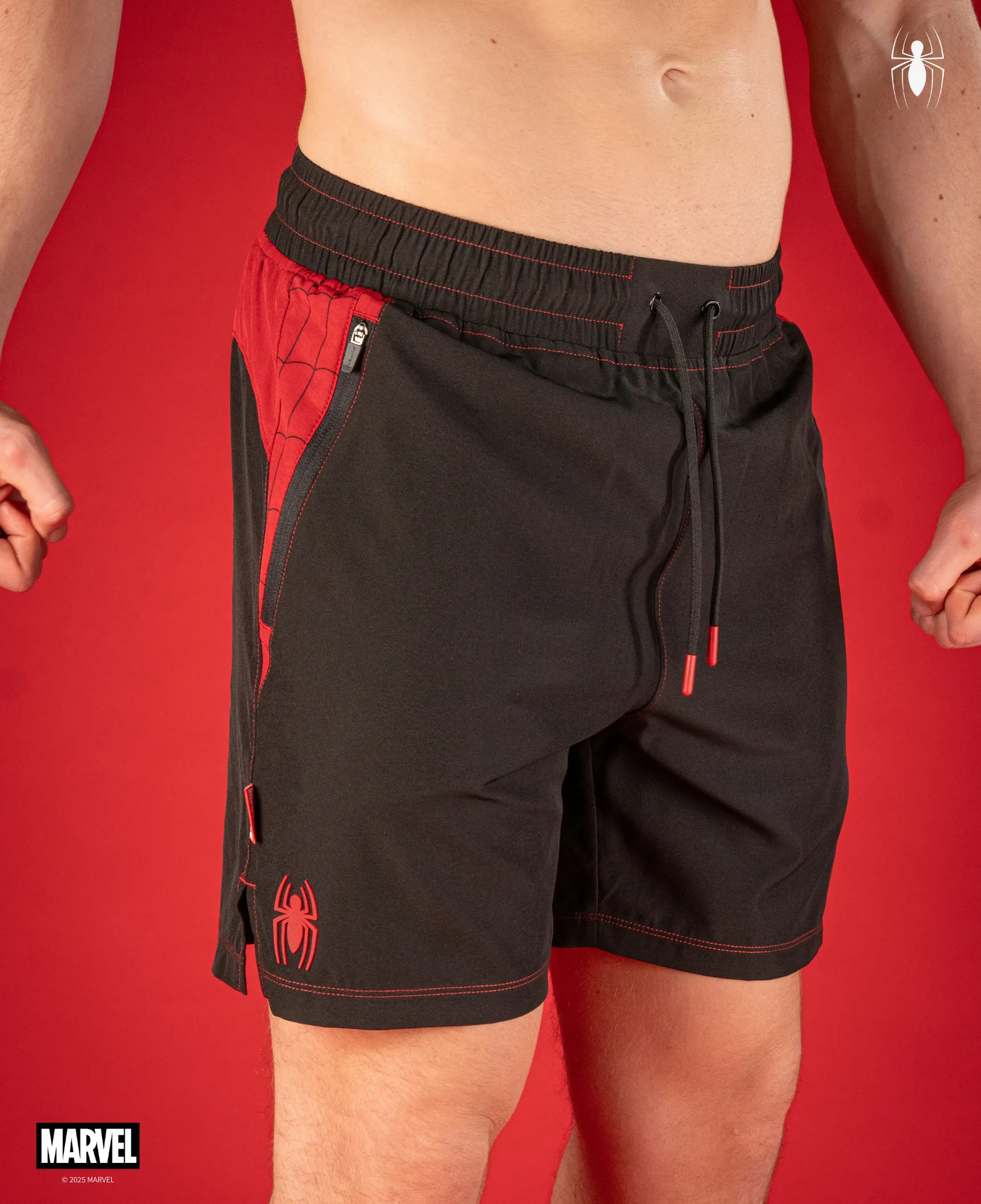 SPIDER-MAN Performance Lined Shorts 7" - Venom Black