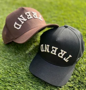 Trend Management Custom Hats | Brown & Black | Pre-Curved Snapbacks