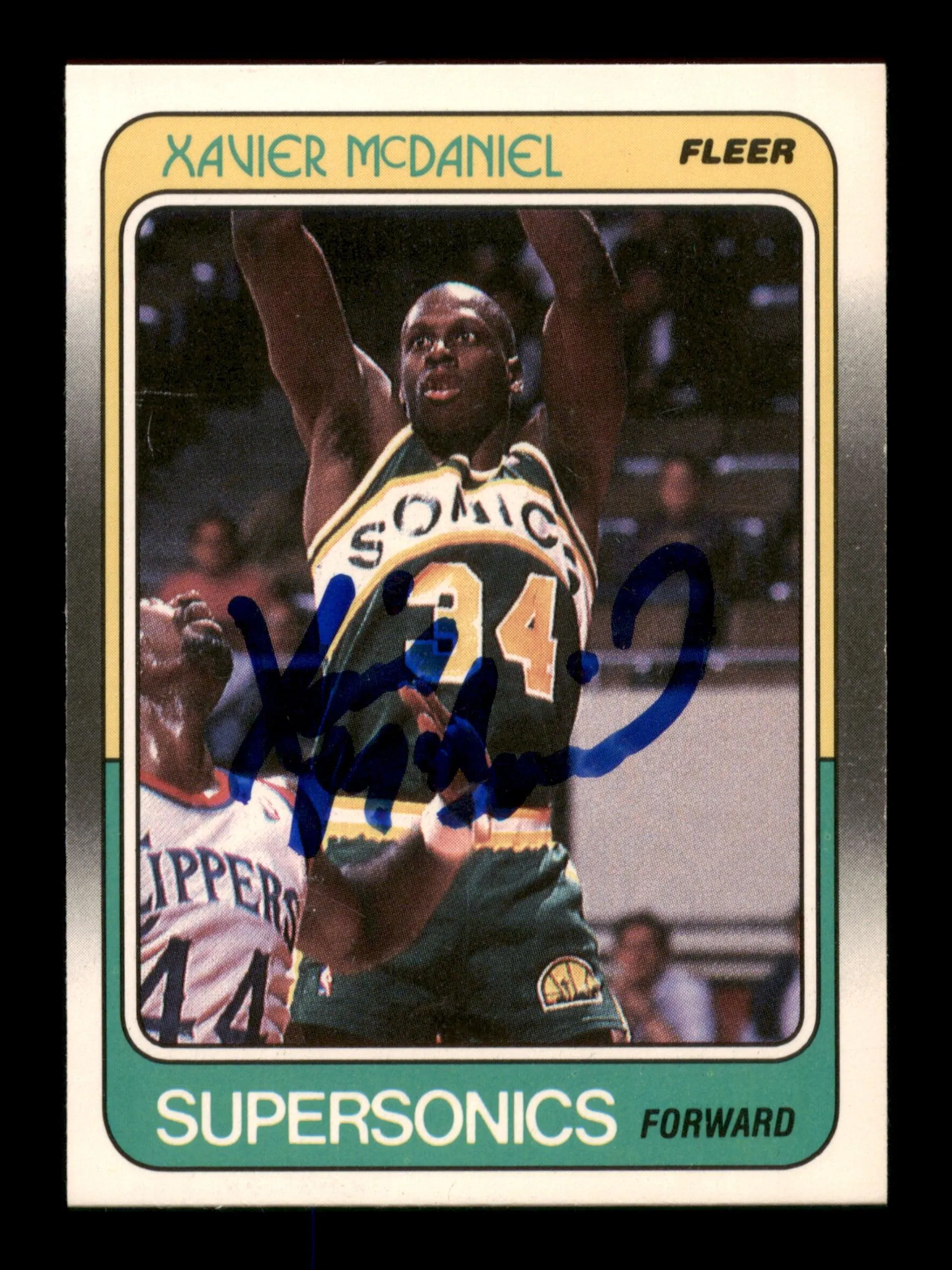 Xavier McDaniel Autographed 1988 Fleer Card #108 Seattle Supersonics SKU #205258